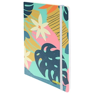 Imagen de Online Bullet Diario TROPICAL en punteado A5 Papel grueso premium 120 g/m², FSC 144 páginas cuaderno flexible con cierre elástico encuadernado clásico 18021