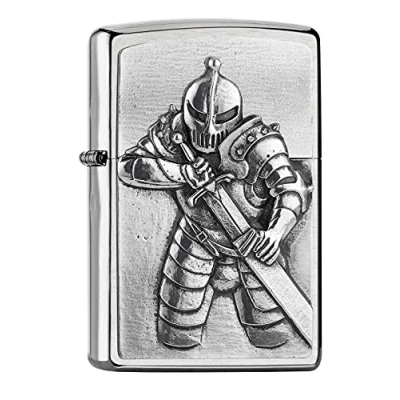 Imagen de ZIPPO Caballero DE Fantasia Emblema, Cromo Cepillado, Encendedor tormenta, Recargable, en una Caja para Regalo