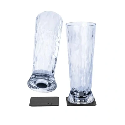 Imagen de Silwy® Vasos magnéticos de plástico alta tecnología con nano almohadillas gel metal, antideslizantes, accesorios para camping, barcos y yates (cerveza, 0,5 l, juego 2)