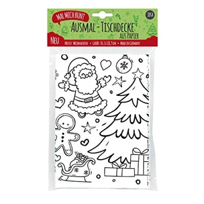 Imagen de Mantel de Papel para Colorear, Motivo: Navidad, Colorear Dibujos Adornos Mesa navideños, idearegalo, Actividades Infantiles