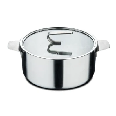 Imagen de MasterPro SIGMA Cacerola con Tapa 2.9L 20x9.5 cm Acero Inoxidable Construcción Multi capa Mango de Acabado Mate Escala Medidora Apta Todas Cocinas
