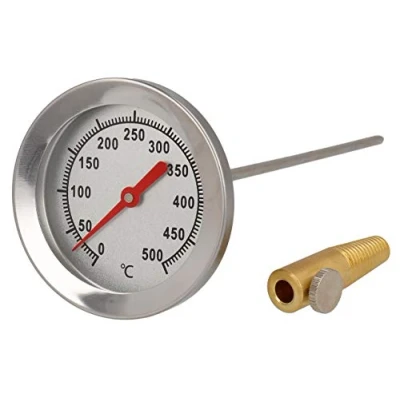 Imagen de Lantelme Termómetro para barbacoa, 500 C, sonda de acero inoxidable, horno Tandur ahumador, analógico, 45 cm