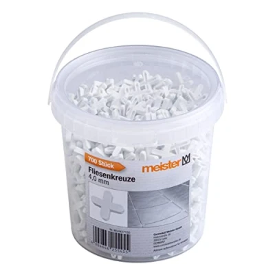 Imagen de Meister 4427150 Separadores para azulejos (4,0 mm, 700 unidades, polipropileno resistente, color blanco)