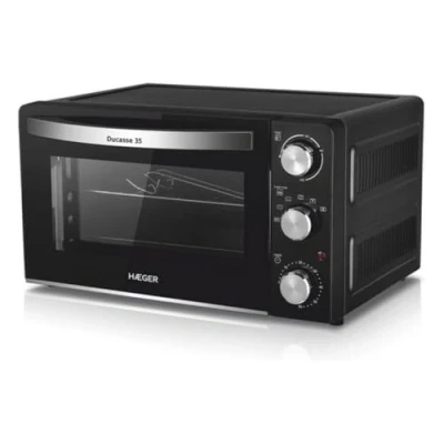 Imagen de HORNO HAEGER 35L DUCASSE SOBREMESA CONVECCION NEGRO con LUZ TEMPORIZADOR 60MIN. Puerta vidrio doble HASTA 230º ANTIADHERENTE