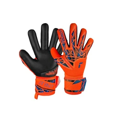 Imagen de Reusch Attrakt Infinity NC Junior Guantes de Portero para niños césped Artificial, Color Naranja, Azul y Negro, Talla 5