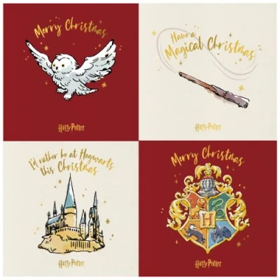 Imagen de Danilo Promotions Paquete oficial de tarjetas navideñas Harry Potter, 20 tarjetas/4 diseños, Multi, HPXB1