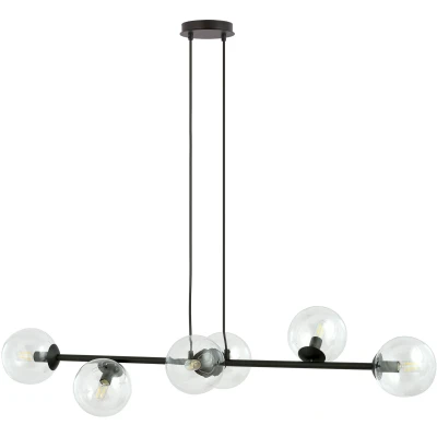 Imagen de EMIBIG LIGHTING Lámpara colgante Glassy, 6 luces, negra, transparente, cristal, 110 cm