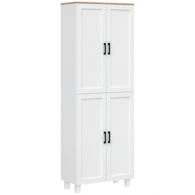 Imagen de HOMCOM Alacena de Cocina Armario Mueble Auxiliar con Puertas y Estantes Ajustables Antivuelco para Comedor Salón 60x30x170,5 cm Blanco