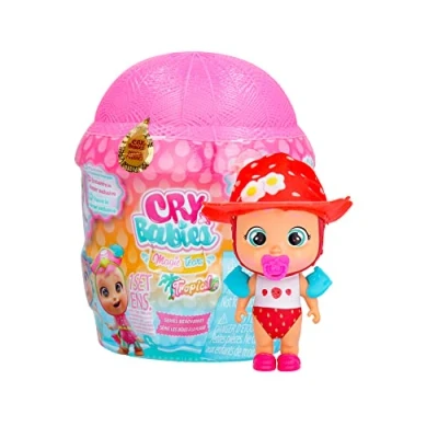 Imagen de Cry Babies Magic Tears Tropical Shiny Shells Muñeca Sorpresa Colección Llorando Lágrimas Espumosas con 8 Accesorios Juguete para Niñas y Niños +3 Años