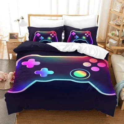 Imagen de Impreso En 3D Juego De Cama Microfibra Suave Funda Edredón Fundas Almohada 3 Piezas Cremallera Oculta Single（140x200cm）