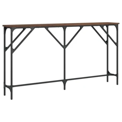 Imagen de vidaXL Mesa Consola, Mesita con Patas Ajustables, Auxiliar de Sofá, para Salón Pasillo Entrada, Madera Ingeniería Roble Marrón