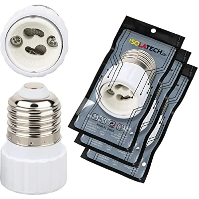 Imagen de ISOLATECH 3pcs E27 adaptador casquillo para GU10 de la lámpara LED convertidor lámparas ahorro energía (máx. 250V/2A) bombillas baño cocina resistente al calor base cerámica