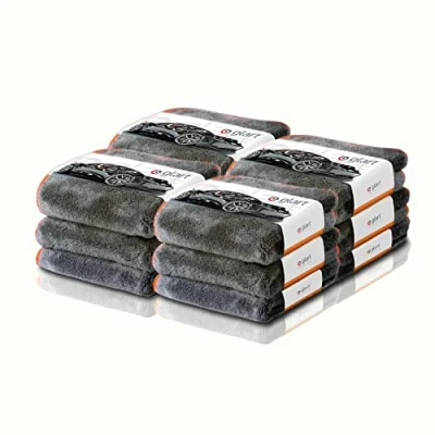 Imagen de Glart 443TPO premium, set de 12 paños microfibra ultra suaves y absorbentes 600 gsm para coche, 40x40 cm, naranja.