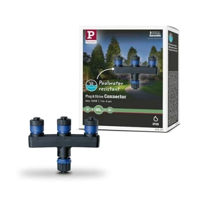 Imagen de Paulmann 93929 Outdoor Plug &amp; Shine Connector 1in 3out IP68 cable de extensión, conexión, iluminación exterior, conector distribución