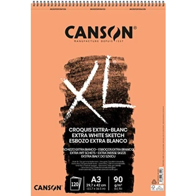 Imagen de Canson XL Extra White Fino 90g Álbum Espiral Microperforado A3 120H