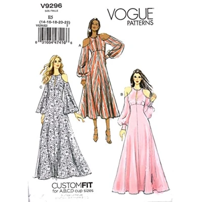 Imagen de Vogue Patterns 9296 E5 Vestido de mujer, tejido multicolor, 15 x 0,5 22 cm