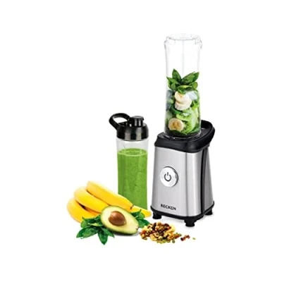 Imagen de Mini Batidora de vaso Incluye 2 Vasos Plástico 0,6L 4 Cuchillas en Acero Inoxidable Seguridad Antiapertura Potencia 300W Becken