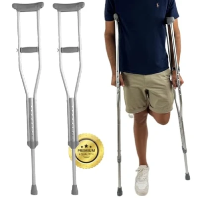 Imagen de OrtoPrime Muletas adulto AXILARES PACK X2 Unidades Mujer Hombre REGULABLES Ortopédicas para Andar ACOLCHADAS Muleta de Aluminio LIGERAS