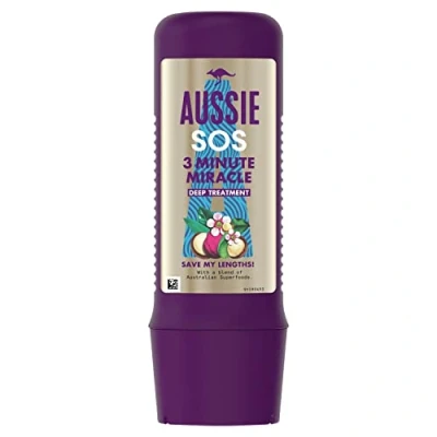 Imagen de Aussie SOS Save My Lengths! Acondicionador Para El Cabello Intensivo 3 Minute Miracle Con Una Mezcla De Superalimentos Australianos , 225ml