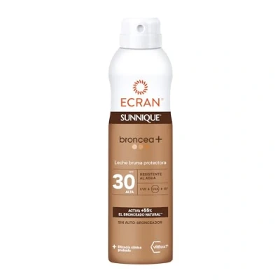 Imagen de Ecran Sunnique Bronze Bruma Leche Protectora FPS 30, Protección UVB + UVA e IR A, Con Tecnología Pure y VitEox 80, Activa el Bronceado Natural, Sin Autobronceador 250 ml
