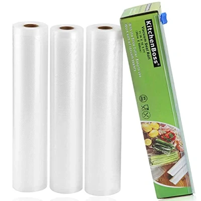 Imagen de KitchenBoss Bolsas de Vacío para Alimentos, 3 Rollos 28x500cm, Envasar al Vacio, Alimentos