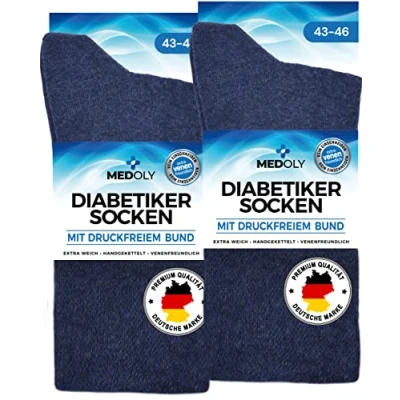 Imagen de MEDOLY calcetines para diabéticos (6 pares) sin cintura elástica, con 97% algodón, hombre y mujer, costuras molestas, cintura, 6 grises, 47 50