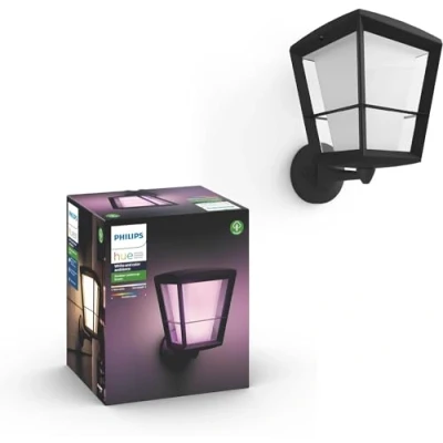 Imagen de Philips Hue Econic Aplique brazo ascendente LED inteligente negro, luz blanca y de colores, compatible con Amazon Alexa, Apple HomeKit Google Assistant