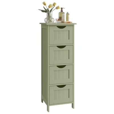 Imagen de VASAGLE Armario de Baño, Almacenamiento, Pie, con 4 cajones, 30 x 82 cm, para Sala Estar, Comedor, Cocina, Estilo Moderno, Verde Laurel LHC040C02