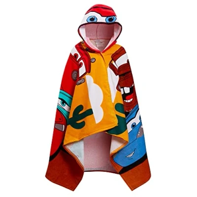 Imagen de Disney Toalla con Capucha de Cars, 100% algodón, para Vestir a los niños, Rayo Mcqueen, Poncho, baño Playa, Envoltura natación