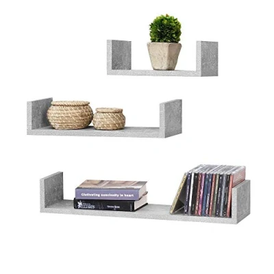 Imagen de Juego de Estanterías para Pared Vennesla Set 3 Unidades en Diferentes Medidas Estantes Flotantes Decoración Salón o Dormitorio Efecto hormigón
