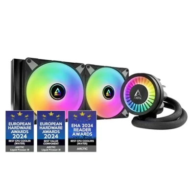 Imagen de ARCTIC Liquid Freezer III 280 A RGB Refrigeracion Liquida PC, AIO para CPU, Intel y AMD, Bomba eficiente controlada por PWM, Ventilador: 2001900 rpm, LGA1851 LGA1700 Contact Frame Negro