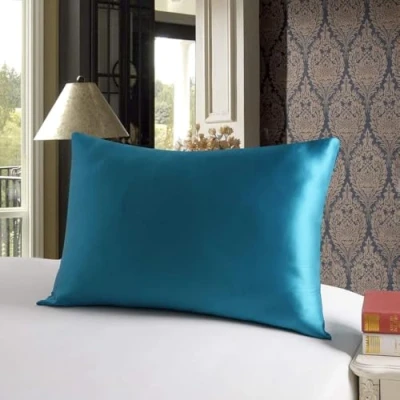 Imagen de Townssilk Doble Cara 100% 19 mm Funda de Almohada Seda Pura moras para la Salud del Cabello y Piel 1 Pieza 40x60cm con Cremallera Oculta peacockblue