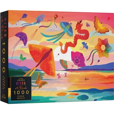 Imagen de Elena Essex Puzzle Tiger Lounge, Sunset Valley and Flowers in Bloom (Kites at Dusk)