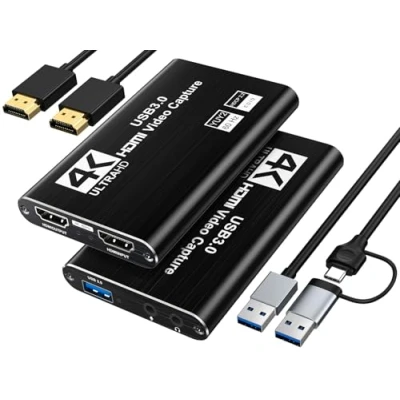 Imagen de XIIXMASK tarjeta de captura video, USB 3.0 4K HDMI Loop Out, 1080P 60FPS/2K 30FPS videojuegos para PS5/cámara/PC