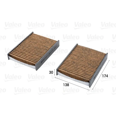 Imagen de VALEO 701017 Filtro de habitáculo carbón activado con polifenol, efecto fungicida, antialérgico 174, 174 CLIMFILTER SUPREME