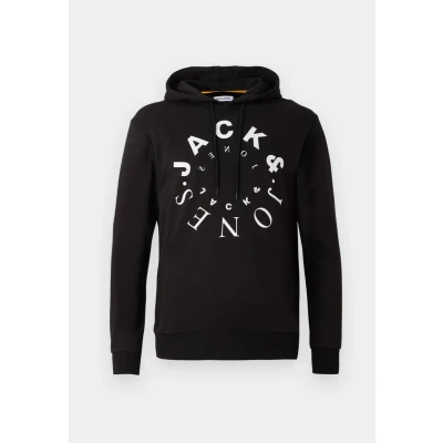 Imagen de JACK &amp; JONES Jjwarrior Sudadera con Capucha, Negro/Impresión: Pequeño, S para Hombre