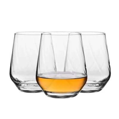 Imagen de Krosno Vasos para beber, colección Splendour Lumi, juego de 3, 400 ml, cristalería premium, ideal agua, jugo, cócteles, diseño elegante, apto lavavajillas, fabricado en Europa