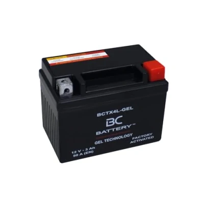 Imagen de BC BATTERY Batería de motocicleta con GEL 12V 3Ah BCTX4L y scooter, sin mantenimiento sellada precargada similar a YTX4L BS