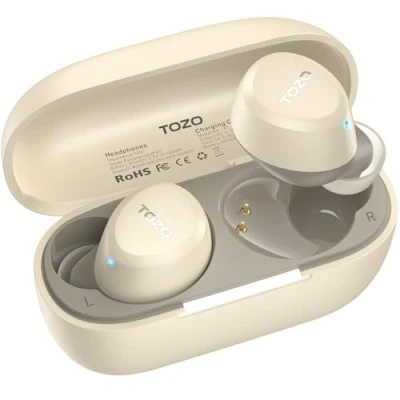 Imagen de TOZO A1 2024 Nuevo Auriculares Inalámbricos Bluetooth 5.3 con ORIGX Acústico 32H Reproducción EQ Ajuste Ultraligero USB Tipo C IPX5 Caqui