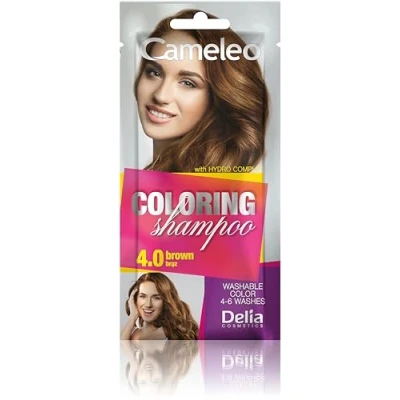Imagen de Cameleo Champú para tintes Brown Refresque de color rápido y fácil &quot;Color en color&quot; Sin amoniaco ni oxidantes bolsa 40 ml