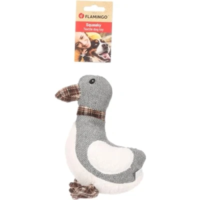 Imagen de Flamingo Juguete para Perros con Forma de Pato Britta, Gris, Squeaker, Ideal Labrador, Schnauzer, Poodle y Chihuahua