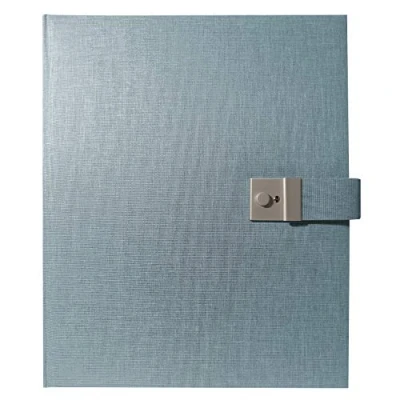 Imagen de Goldbuch 53607 Summertime Trend 2 carpeta para documentos DIN A4, de anillas con 5 fundas transparentes, ampliable cierre, lino, aprox. 27,5 x 34 cm, color azul y gris