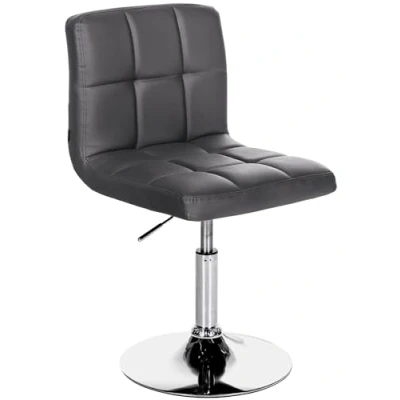 Imagen de CLP Taburete Bajo Palma V2 En Simil Cuero I Silla Lounge Regulable Altura &amp; Giratoria Butaca De Salón Moderna Acolchado, Color:Negro