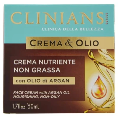 Imagen de CLINIANS crema &amp; OLIO facial nutriente no grasa para pieles secas o muy secas, con Aceite de Argán, 50 mL