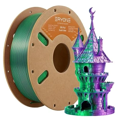 Imagen de filamento PLA ERYONE Dual Zweifarbig de 1,75 mm, Drucker 3D 1 kg +/ 0,03 color morado y verde
