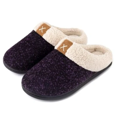 Imagen de ULTRAIDEAS Zapatillas Casa Mujer de Espuma Viscoelástica con Forro Felpa, Suela Goma Antideslizante para Interiores y Exteriores, Púrpura, 36/37 EU