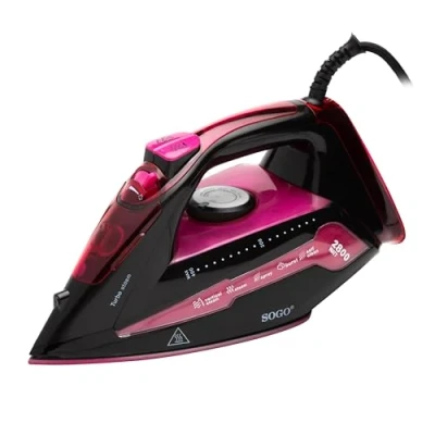 Imagen de Sogo Plancha Multifunción Turbo Steam 2800W de Potencia, Suela Cerámica, Función Antical y Antigoteo, Ajuste Temperatura, Golpe Vapor 60g/min (SS 6330 PU)