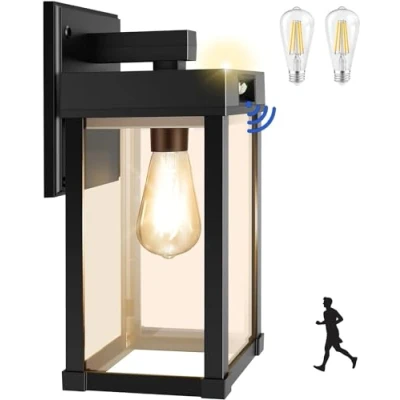 Imagen de COLBOR Farola Solar Exterior, Aplique de Exterior Moderna con Sensor Movimiento 3 Modos Luz Jardin IP65 Impermeable 2200mAh para Patio Garage,Farola Foco