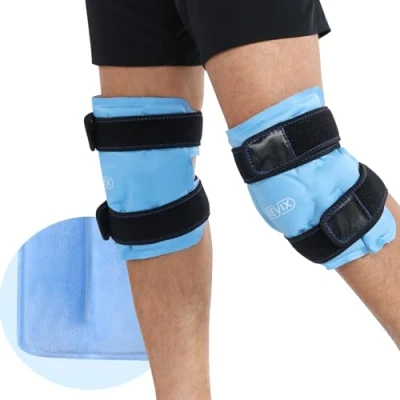 Imagen de REVIX Bolsas de hielo reutilizables para aliviar el dolor rodilla, 2 paquetes rodilla con terapia compresión fría cirugías reemplazo lesiones, hinchazón