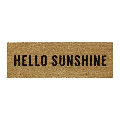 Imagen de Relaxdays Felpudo Hello Sunshine para la Entrada, 1.5 x 75 25 cm, Fibra de Coco y PVC, Antideslizante, Color marrón